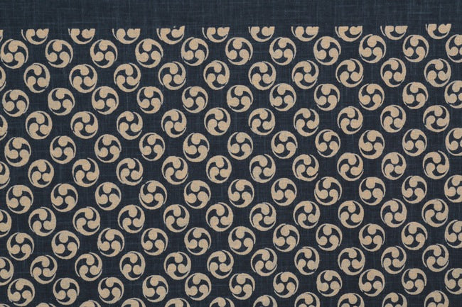 ムラ糸藍染調プリント(三つ巴)[F4-kp7090-134]