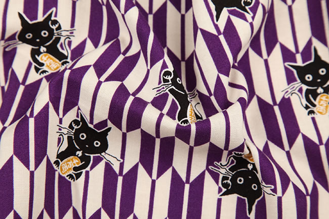 ◇秋を彩る◇【袷化繊小紋フルセット】うさぎ・猫柄×縁起柄破魔矢文様 シーチング 家紋うさぎ（単位50cm）<br><br>生地/布/綿/コットン