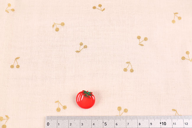 ダブルガーゼプリント(ラメチェリー柄)[F1-kts6525] – トマト