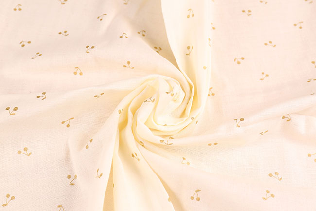 ダブルガーゼプリント(ラメチェリー柄)[F1-kts6525] – トマト