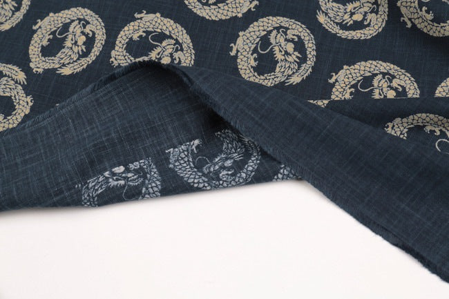 ムラ糸藍染調プリント(龍輪)[F4-kp7090-88] – トマトオンラインショップ