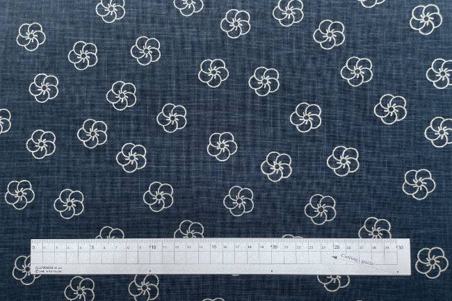 ムラ糸藍染調プリント(捻じり梅)[F4-kw7070-1]