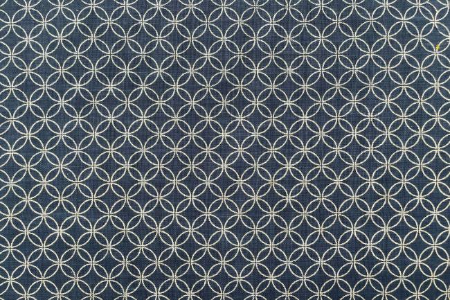 ムラ糸藍染調プリント(七宝)[F4-kw7070-2]