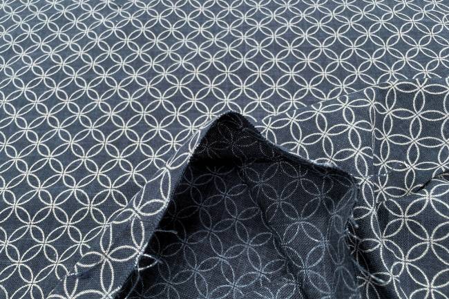 ムラ糸藍染調プリント(七宝)[F4-kw7070-2]