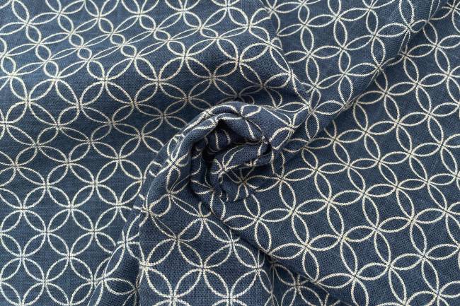 ムラ糸藍染調プリント(七宝)[F4-kw7070-2]