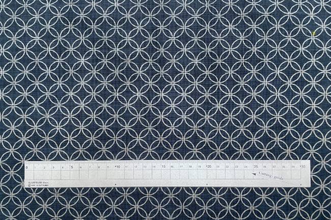 ムラ糸藍染調プリント(七宝)[F4-kw7070-2]