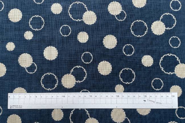 ムラ糸藍染調プリント(雪輪)[F4-kw7070-3]