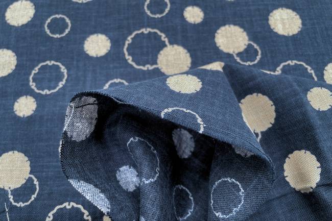 ムラ糸藍染調プリント(雪輪)[F4-kw7070-3]