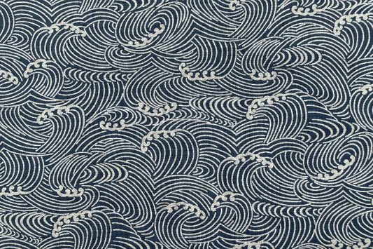 ムラ糸藍染調プリント(荒波)[F4-kw7070-4]
