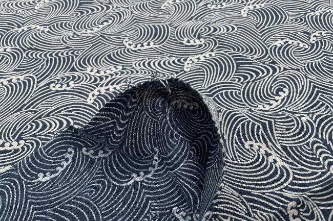 ムラ糸藍染調プリント(荒波)[F4-kw7070-4]