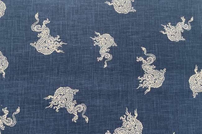 ムラ糸藍染調プリント(龍)[F4-kw7070-6]