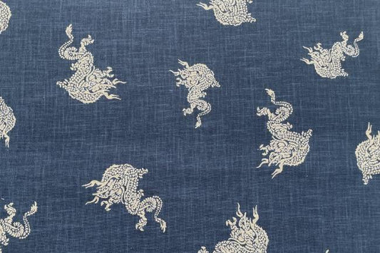 ムラ糸藍染調プリント(龍)[F4-kw7070-6]