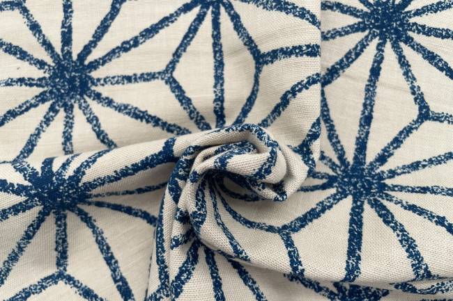 ムラ糸藍染調プリント(麻の葉)[F4-kw7750-1]