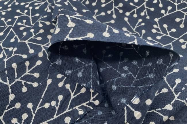 ムラ糸藍染調プリント(南天)[F4-kw7750-5]