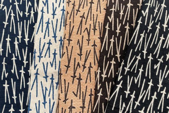 ムラ糸藍染調プリント(松葉)[F4-kw7750-6]