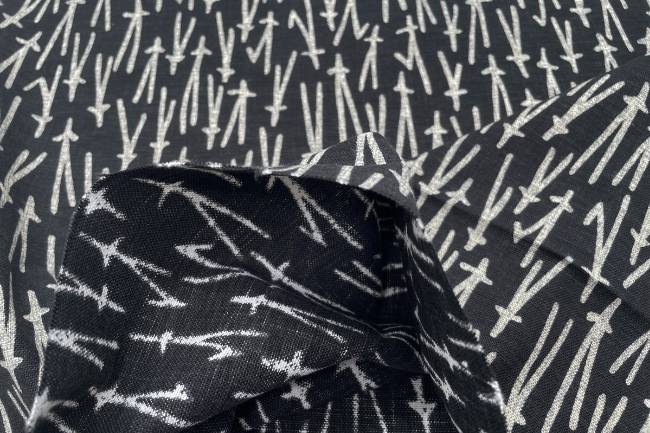 ムラ糸藍染調プリント(松葉)[F4-kw7750-6]