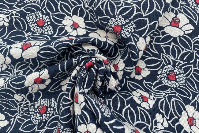 ムラ糸藍染調プリント(椿)[F4-kw7750-7] – トマトオンラインショップ