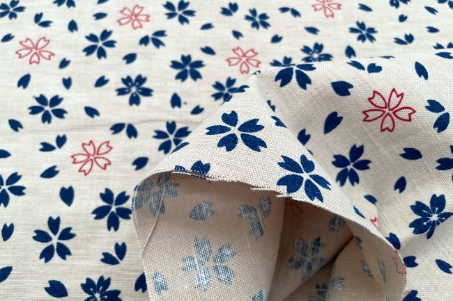 ムラ糸藍染調プリント(桜)[F4-kw7750-8]