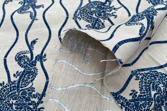 ムラ糸藍染調プリント(龍)[F4-kw7750-9]