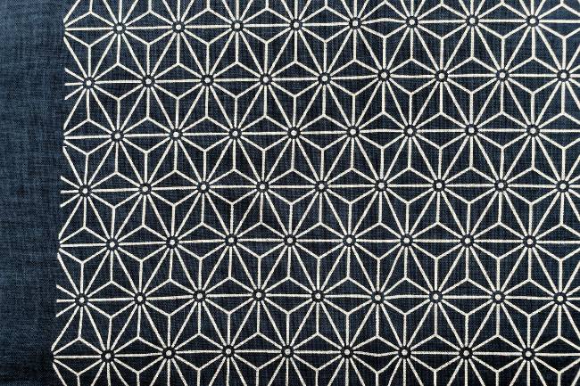 ムラ糸藍染調プリント(麻の葉)[F4-kp7090-1]
