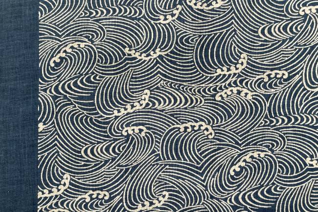 ムラ糸藍染調プリント(荒波)[F4-kp7090-130]