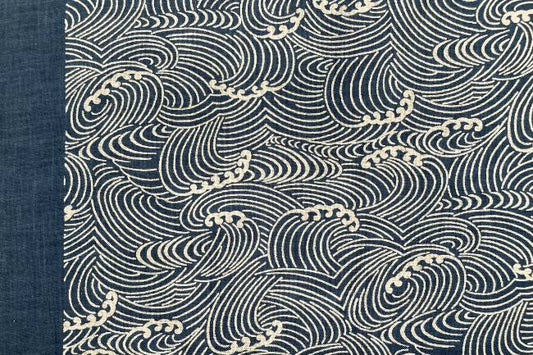 ムラ糸藍染調プリント(荒波)[F4-kp7090-130]