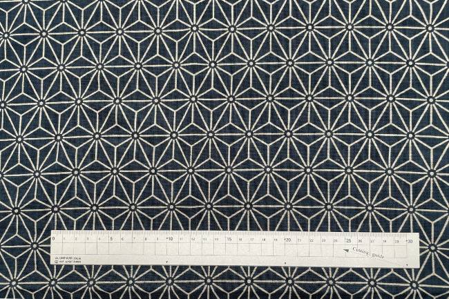 ムラ糸藍染調プリント(麻の葉)[F4-kp7090-1]