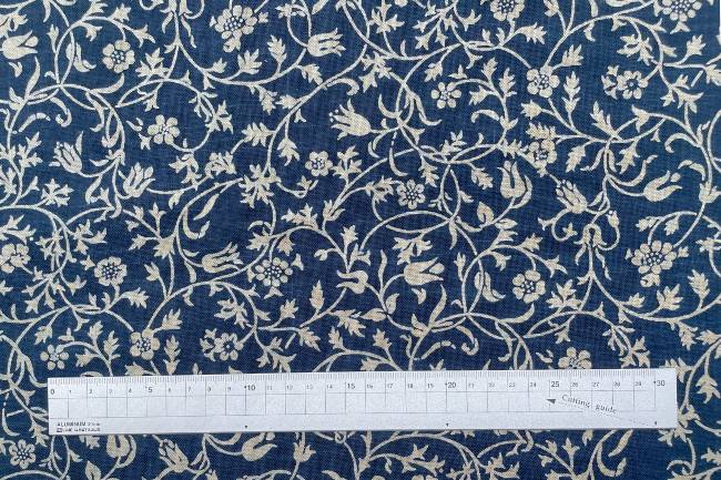 ムラ糸藍染調プリント(更紗)[F4-kp7090-32]