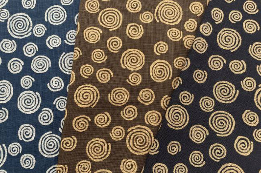 ムラ糸藍染調プリント(渦巻き)[F4-kp7090-43]