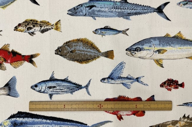 【ネット限定】約50cm×50㎝ ツイルカットクロス「リアル魚」[Fe-kts6562]