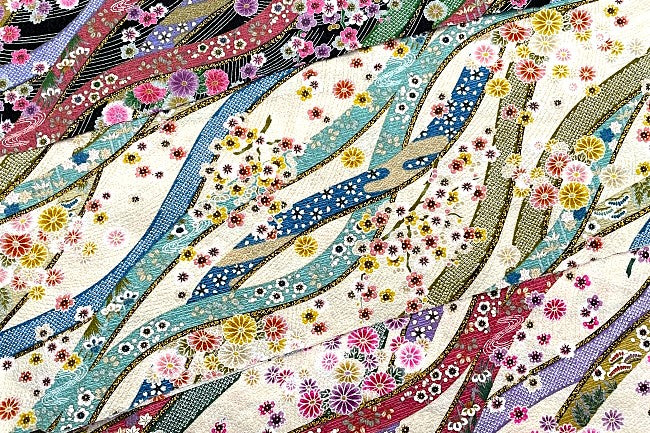 和調プリント エンボス加工 良和のつづり（帯に花）[F1-ST306-1]