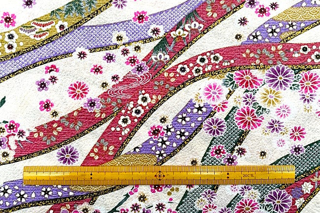 和調プリント エンボス加工 良和のつづり（帯に花）[F1-ST306-1]