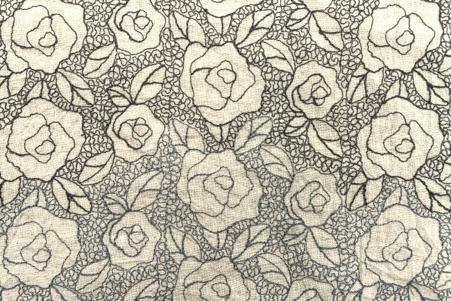 TOMATOオリジナル 綿麻ボイル グラデーション刺繍[F1-5015]