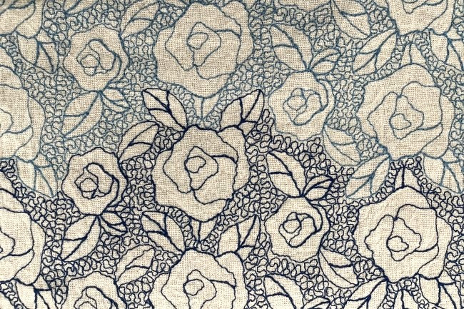 TOMATOオリジナル 綿麻ボイル グラデーション刺繍[F1-5015]