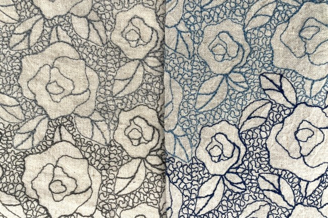 TOMATOオリジナル 綿麻ボイル グラデーション刺繍[F1-5015]