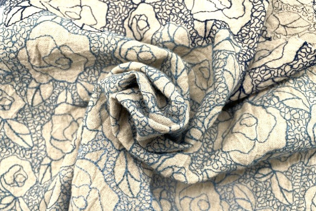 TOMATOオリジナル 綿麻ボイル グラデーション刺繍[F1-5015]