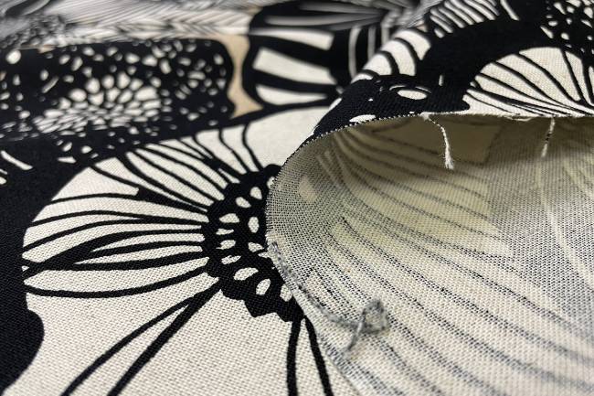 綿麻キャンバスプリント う早この布(花柄)[F1-up5678] – トマト